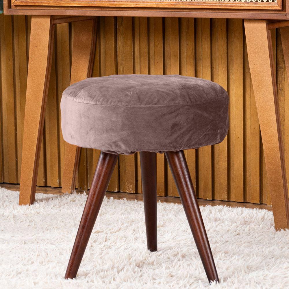 Capa de Puff Redondo Pequeno Avulsa Lisa Ajustável com Elástico - Tecido Veludo Decoração Banquinho Para Sala Quarto