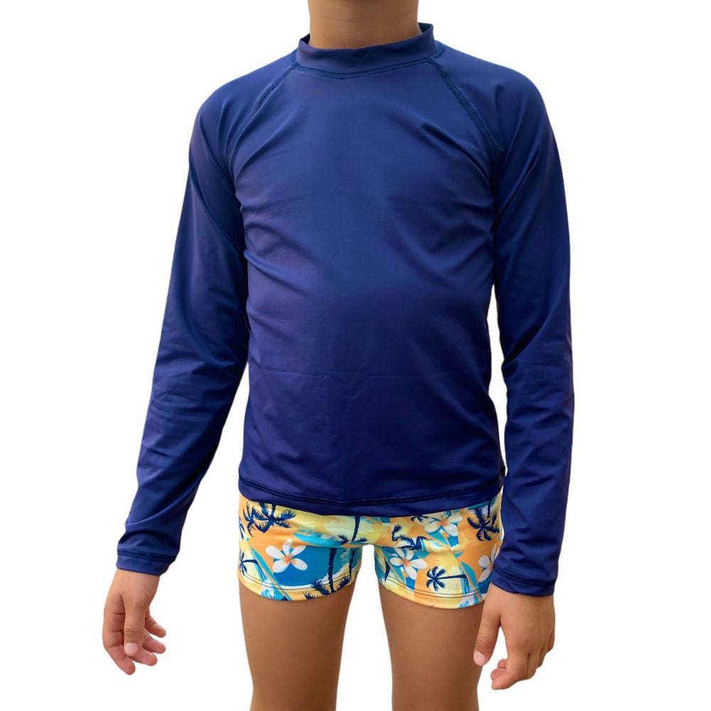 Sunga Boxer Infantil Juvenil + Camisa Proteção Solar Uv 50