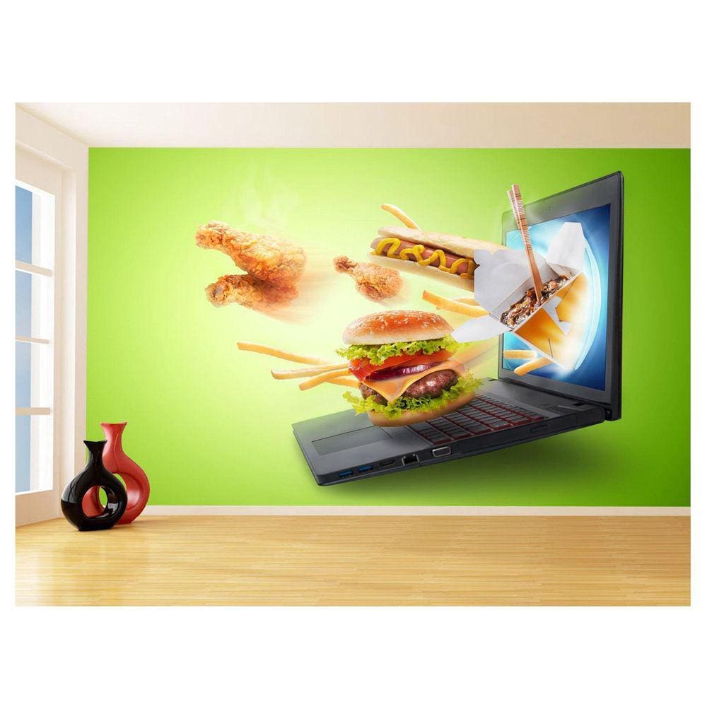 Papel De Parede 3D Alimentos Lanches Delivery 3,5M Al438