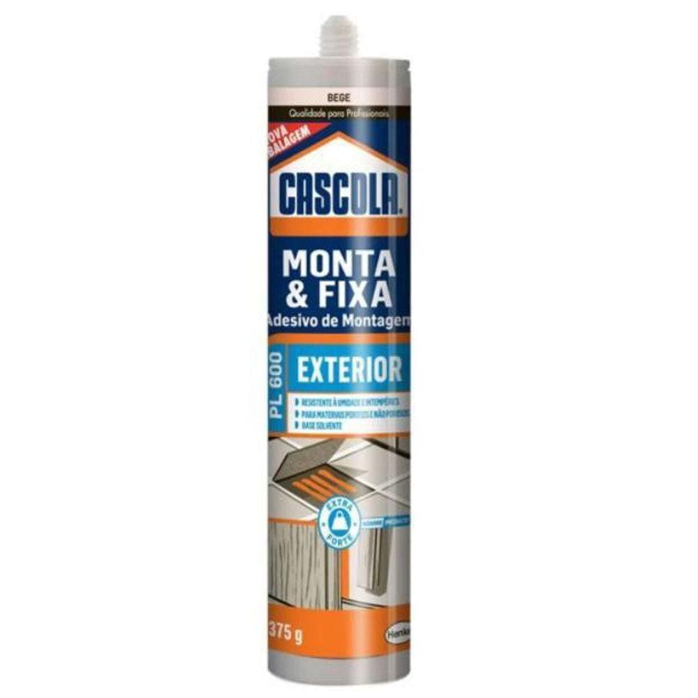 Cola Adesiva Monta & Fixa Exterior Pl600 Bege 375G Cascola