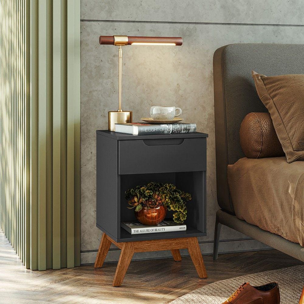 Mesa Cabeceira Pequena Retrô Alpi - Preto