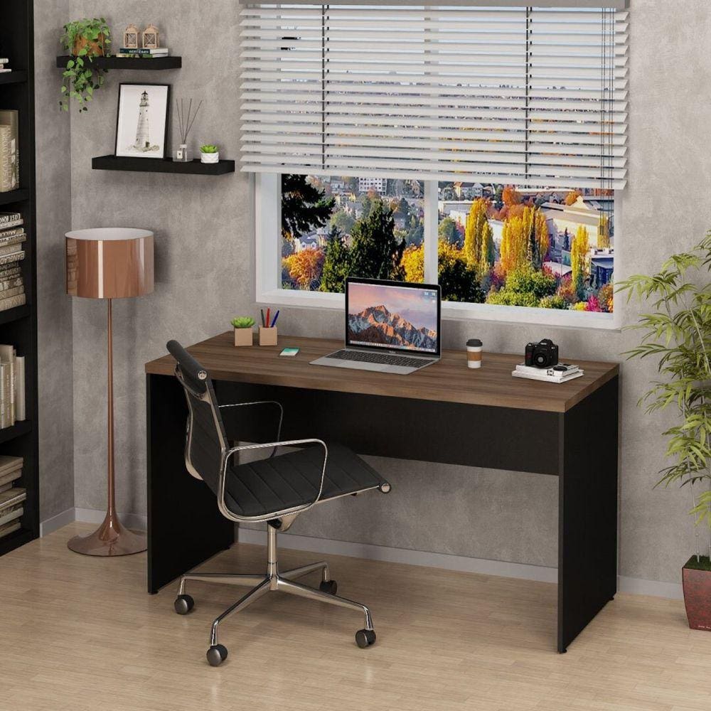 Mesa De Escritório Escrivaninha 140x60cm Tampo 30mm Nogal