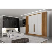 Guarda Roupa Casal 6 Portas 8 Gavetas - Himalaia Ripado-Branco - Móveis Novo Horizonte
