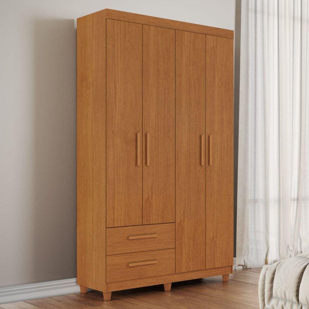 Guarda-roupa Solteiro 4 Portas 2 Gavetas Canadá Plus Cinamomo
