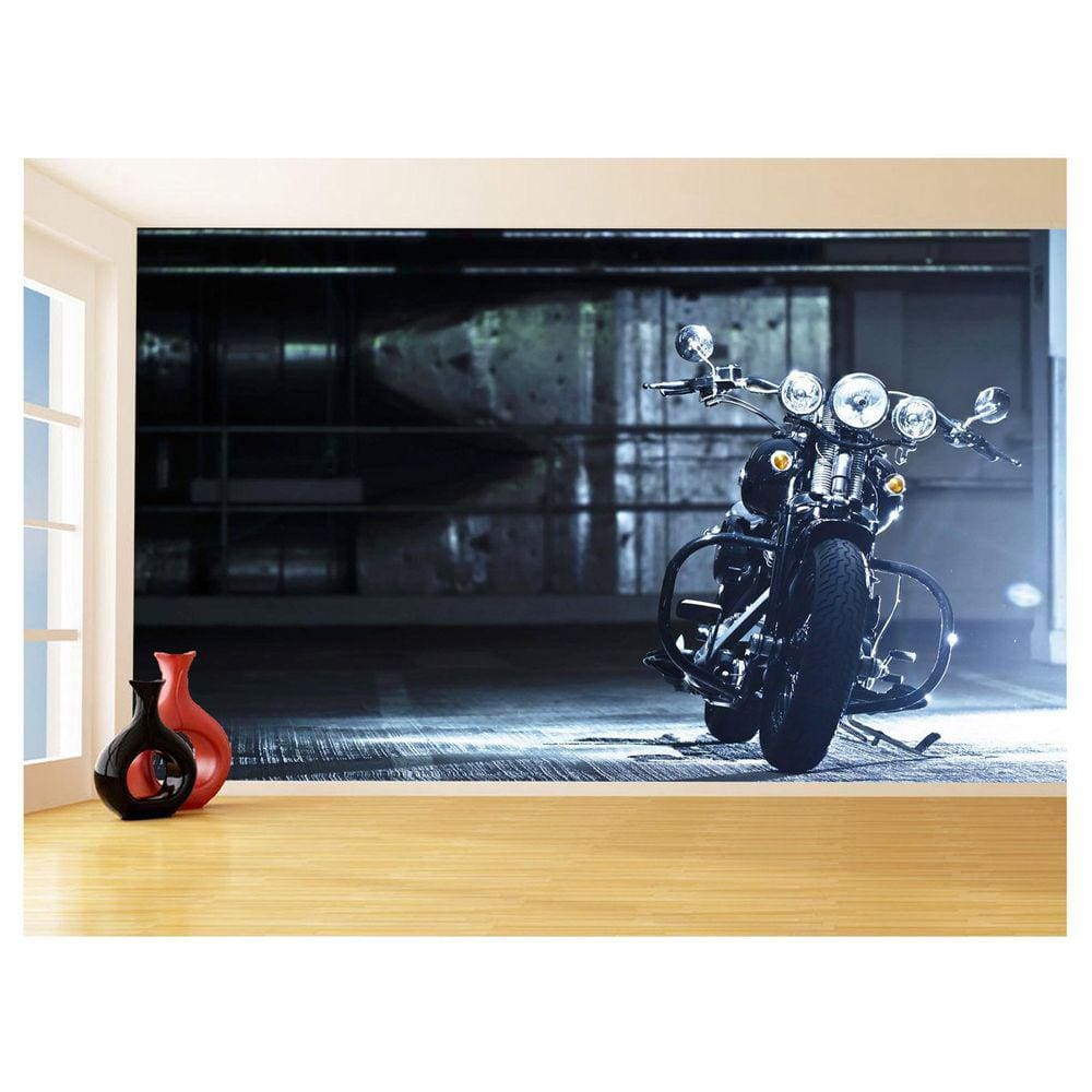 Papel De Parede 3D Moto Custom Chopper Viagem 3,5M Bkm98