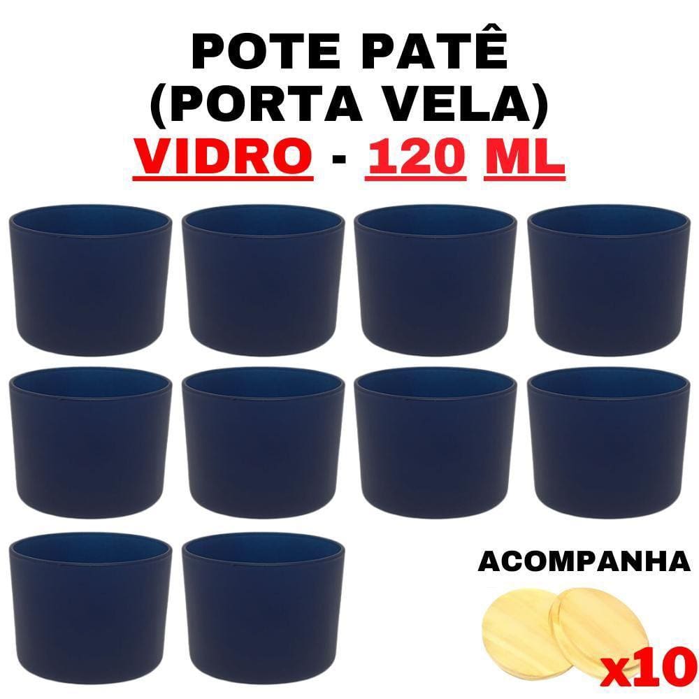 Kit Potes De Vidro Patê Jateado Azul Escuro C/Tampa 120Ml