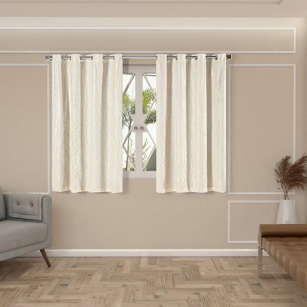 Cortina Blackout 2,00 X 1,40 Renda Blecaute Sala Quarto Bege