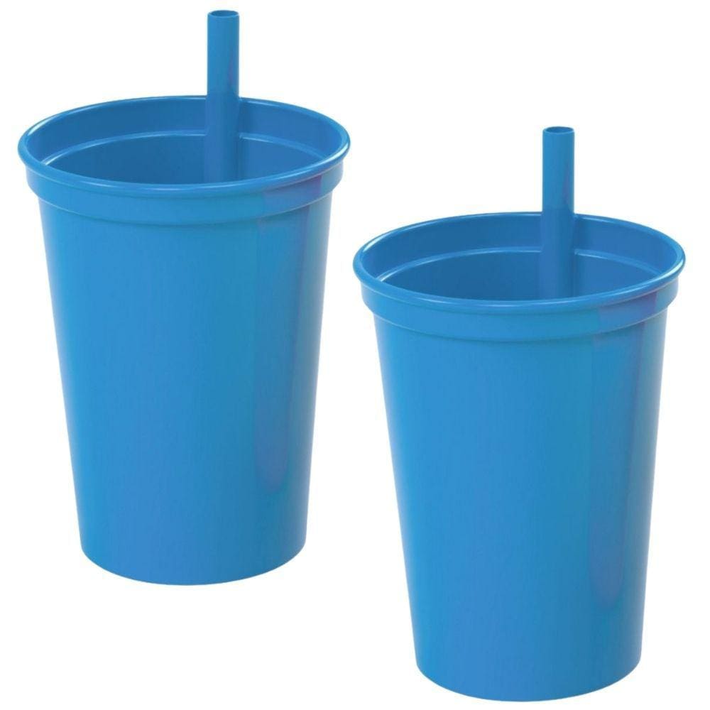 Copo infantil com canudo fixo 300ml Plasutil 2 azul unidades ref. 2581