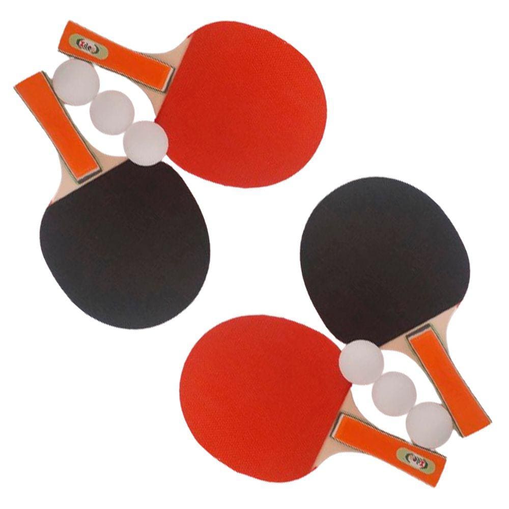 Kit 4 Raquetes de Ping Pong Tênis De Mesa E 6 Bolinhas