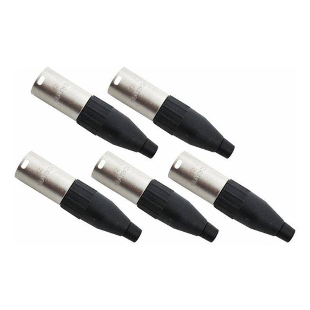 Kit 5 Conector Xlr Canon Macho Niquelado Sa2X
