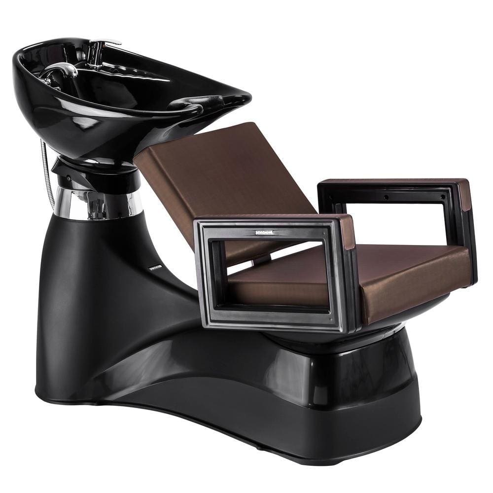 Lavatório de Cabeleireiro com Cuba Reclinável de Porcelana Dompel Square Marrom/Preto