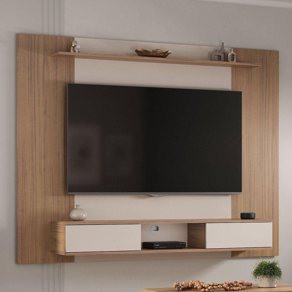 Painel para TV Até 75 Polegadas Nevada 2 Portas Carvalho/Off White - Pnr Móveis