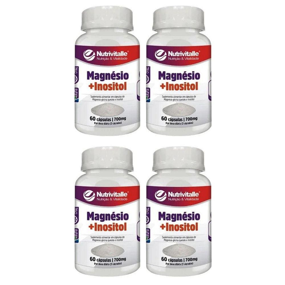 Kit 4 Un - Magnesio Inositol 700Mg 60 Capsulas Nutrivitalle