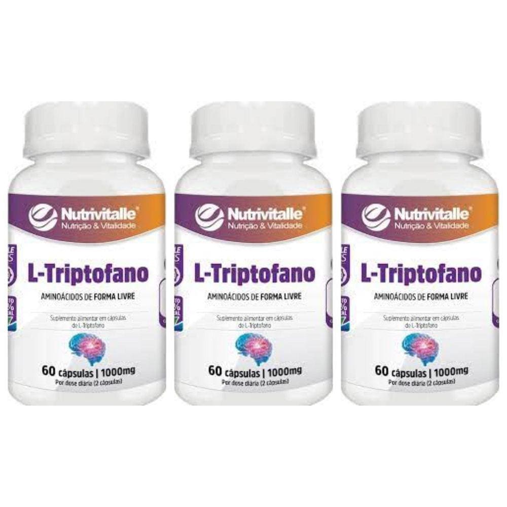 Kit 3 Un - L Triptofano 1000Mg 60 Capsulas Nutrivitalle