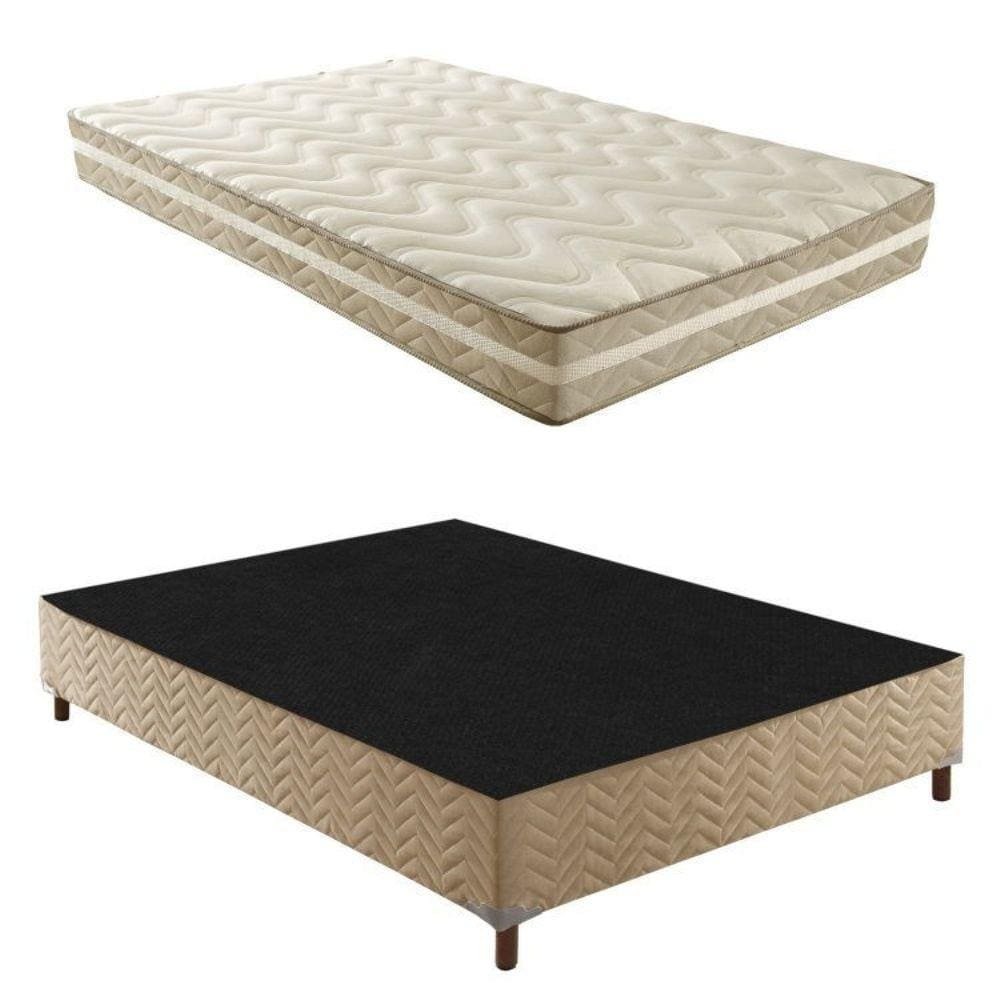 Box Casal Júlia 42x138x188cm colchão Casal Unique D33 Plus Duoface 20x138x188cm Rustico Bege