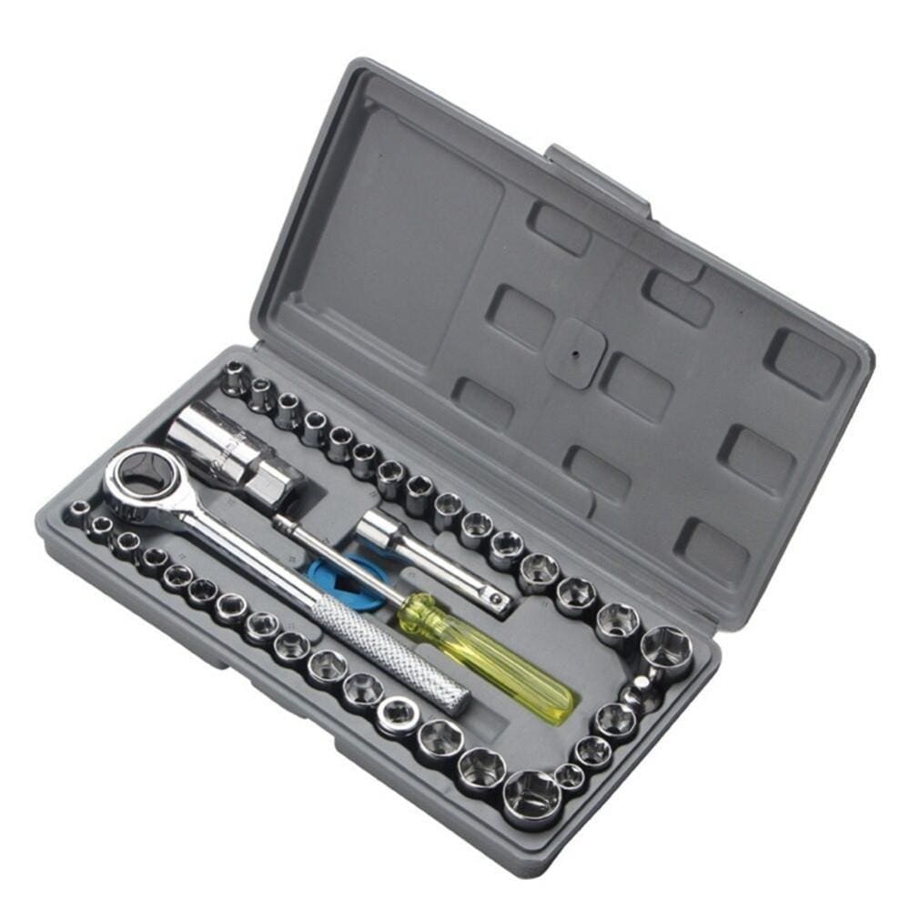 Kit Soquetes 40 Pçs Com Chave Catraca Reversível 1/4+ Maleta