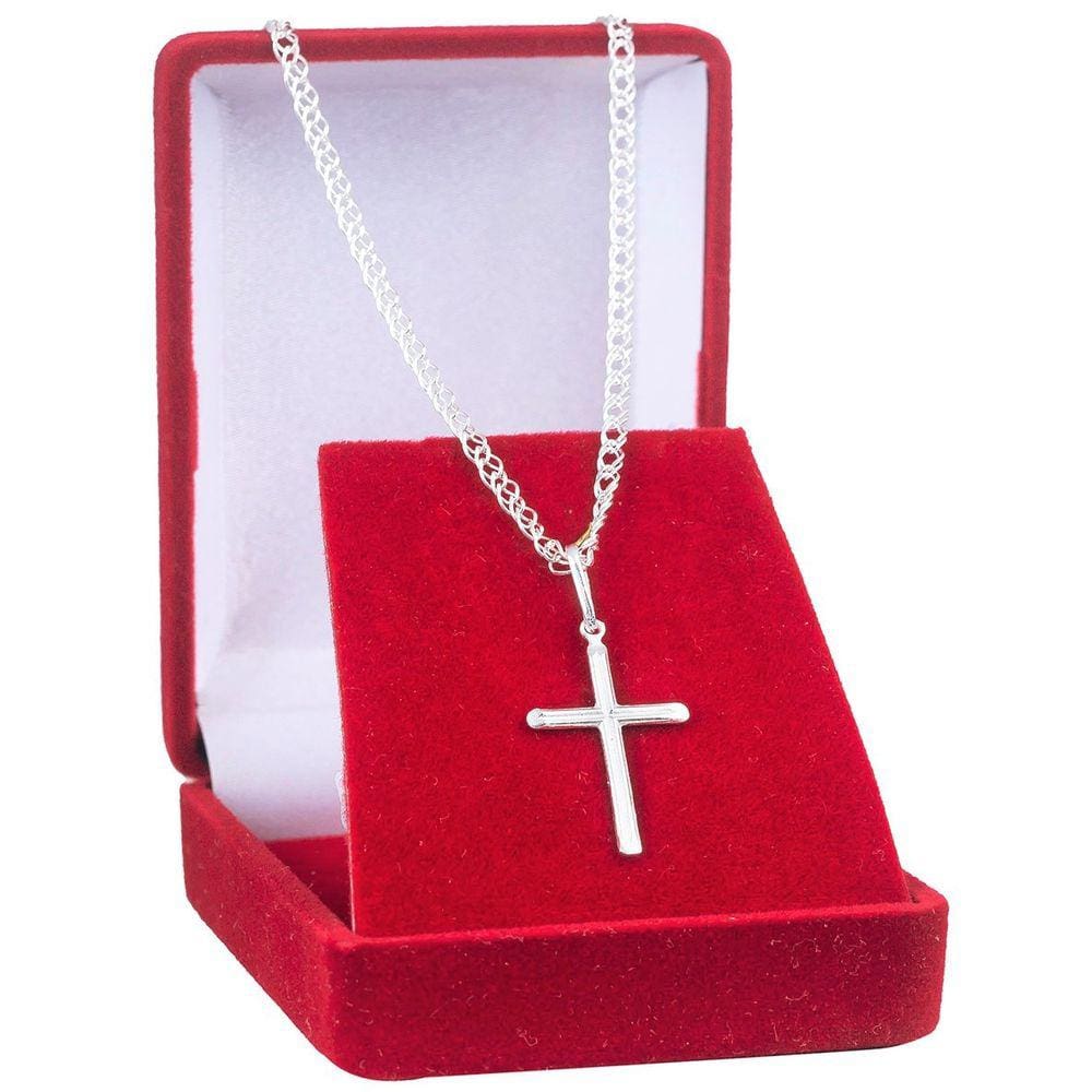 Corrente Prata 925 Elo Duplo 70cm Masculina Grumet Crucifixo