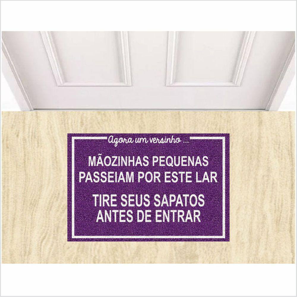 Tapete Capacho Mãozinhas Pequenas Tire Seus Sapatos 60X40 cm