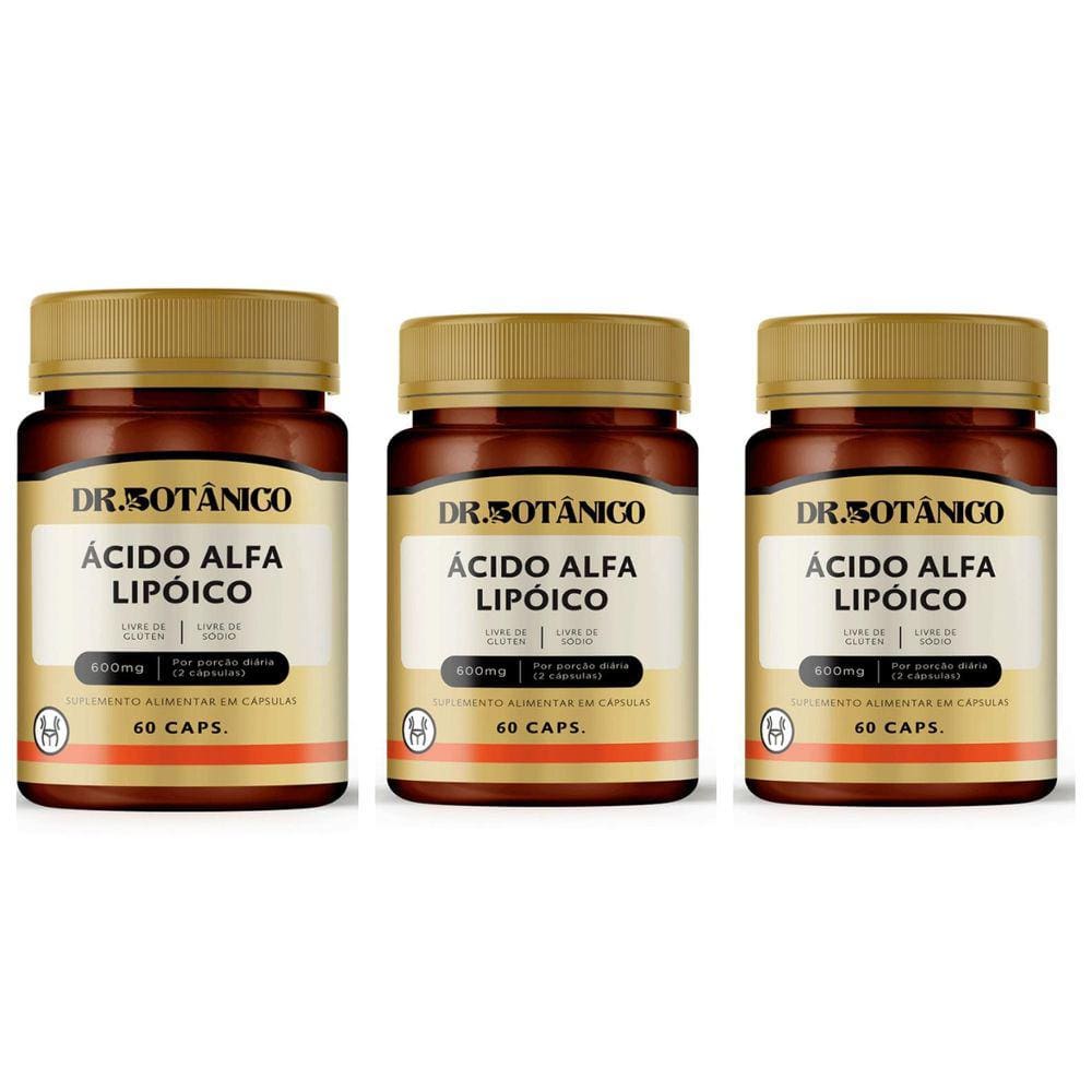 Kit 3 Un - Acido Alfa Lipoico 600Mg 60 Caps - Dr. Botanico
