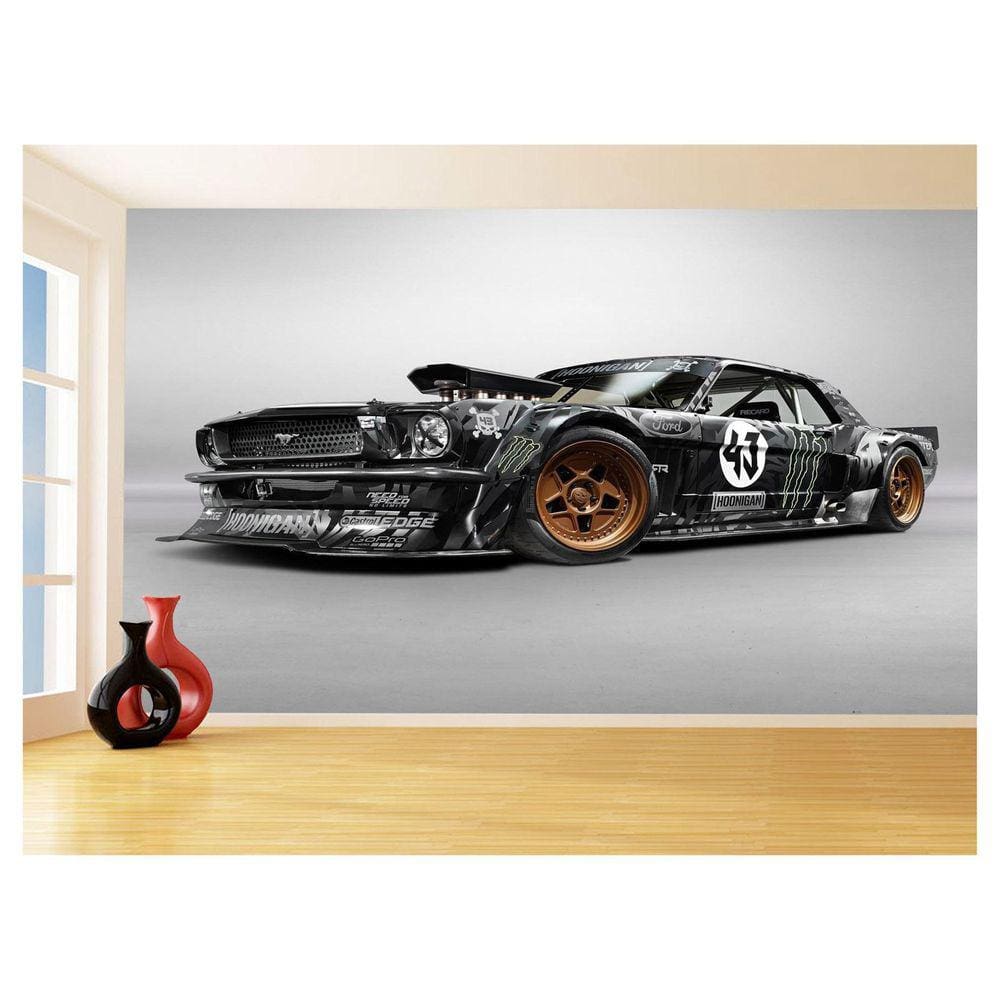 Papel De Parede 3D Carro Antigo Ford Mustang Hot 3,5M Cxr53