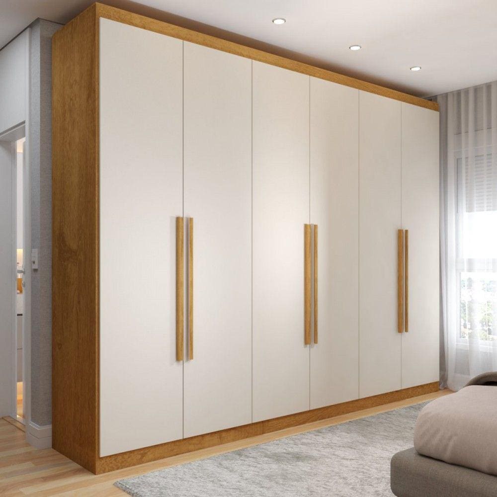 Guarda-Roupa Casal Madalena 6 Portas 6 Gavetas 100% Mdf Peroba/Off White - Panorama Móveis