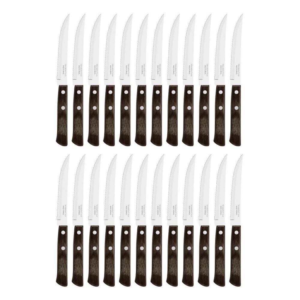 Kit 24 Facas Churrasco Tramontina Polywood Inox Cabo