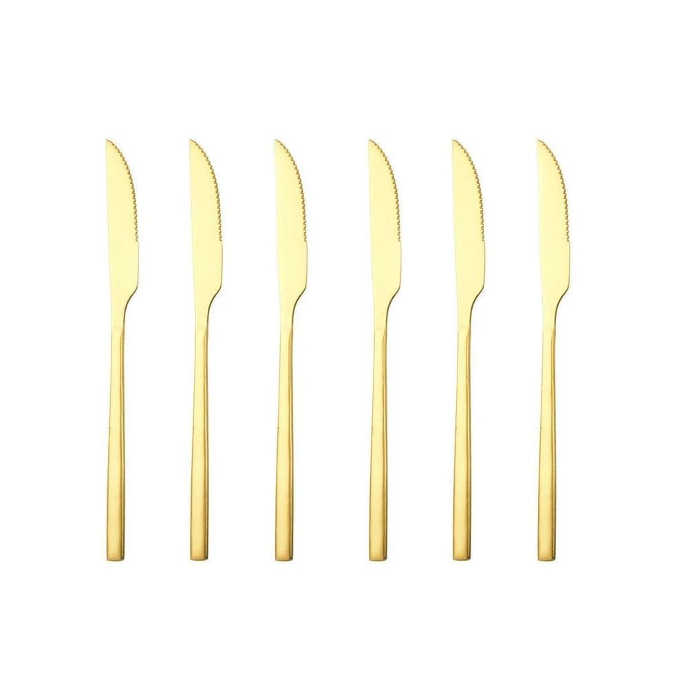 Jogo 6Un Faca De Mesa Inox Dourado Luxe Gold Buffet