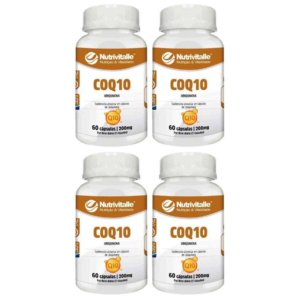 Kit 4 Un - Coenzima Q10 Ubiquinona 200Mg 60 Cps Nutrivitalle