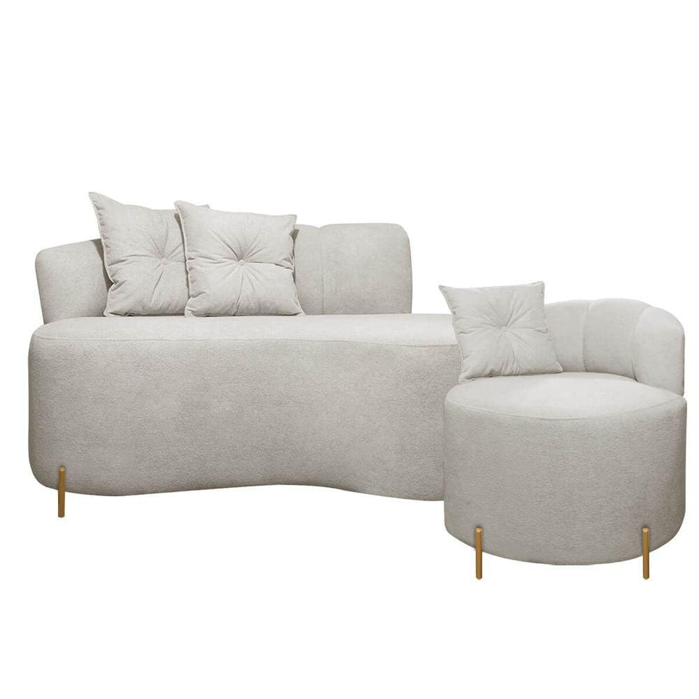 Conjunto para Sala Sofá 1,45 e Poltrona Orgânica Grécia Bouclê Bege SOFA STORE