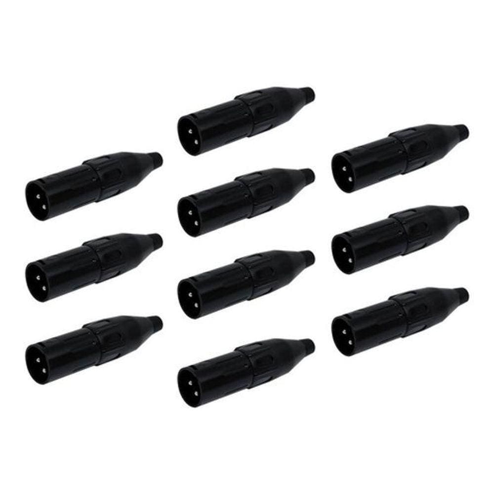 Kit 10 Conector Xlr Canon Macho Preto Csr 1030 Bk Csr