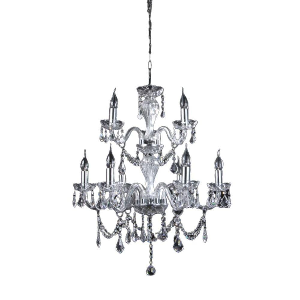 Lustre Pendente Harmonia Cristal 9 Braços Para Led 64 Cm