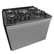 Fogão De Embutir 5 Bocas Preto C/ Frente Espelhada E Timer Digital Dako Diplomata Grill Style Bivolt