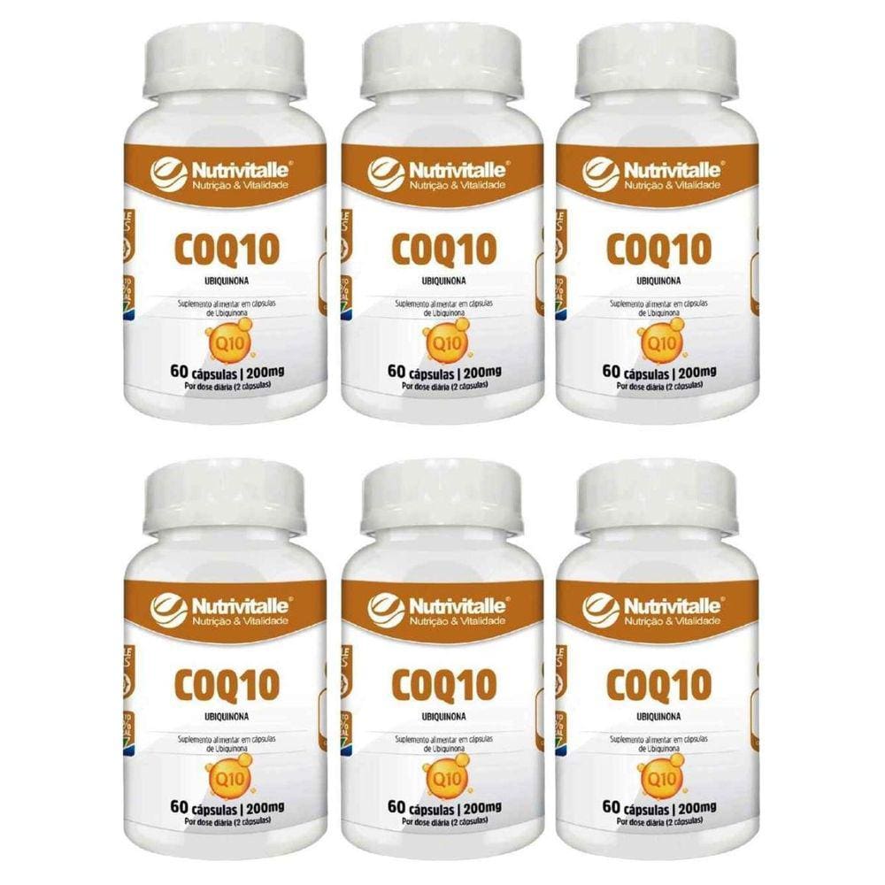 Kit 6 Un - Coenzima Q10 Ubiquinona 200Mg 60 Cps Nutrivitalle