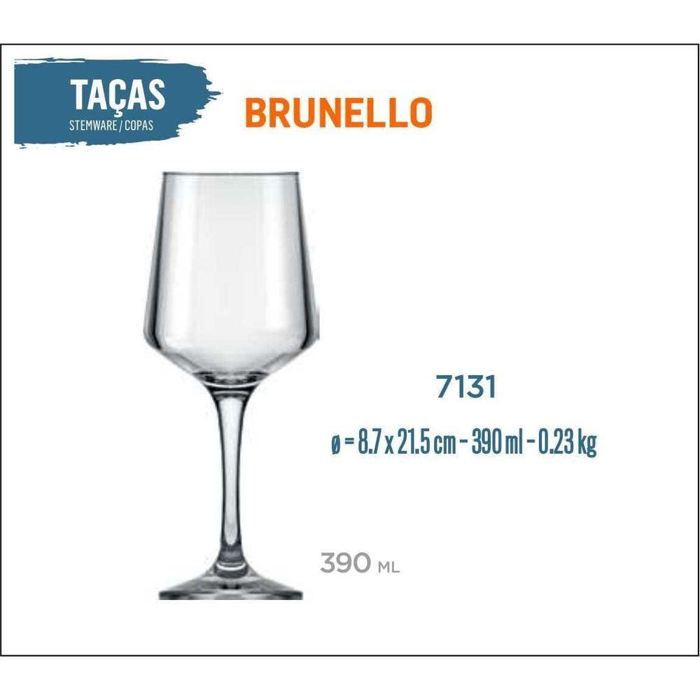 06 Taças Brunello 390Ml - Vinho Tinto Rosé Branco Água