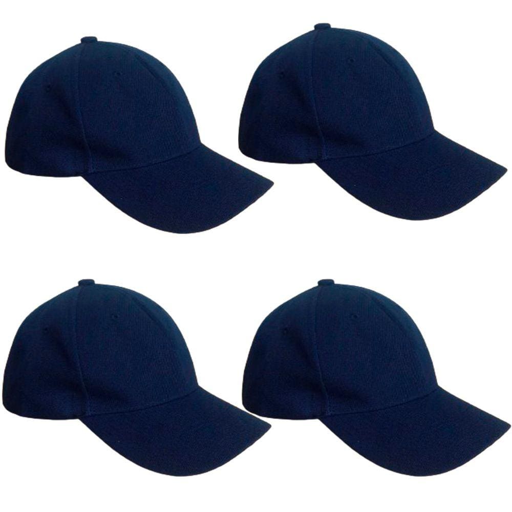 Kit 4 Bonés Chapeu Bombeta Ajustável Liso Aba Curva Azul