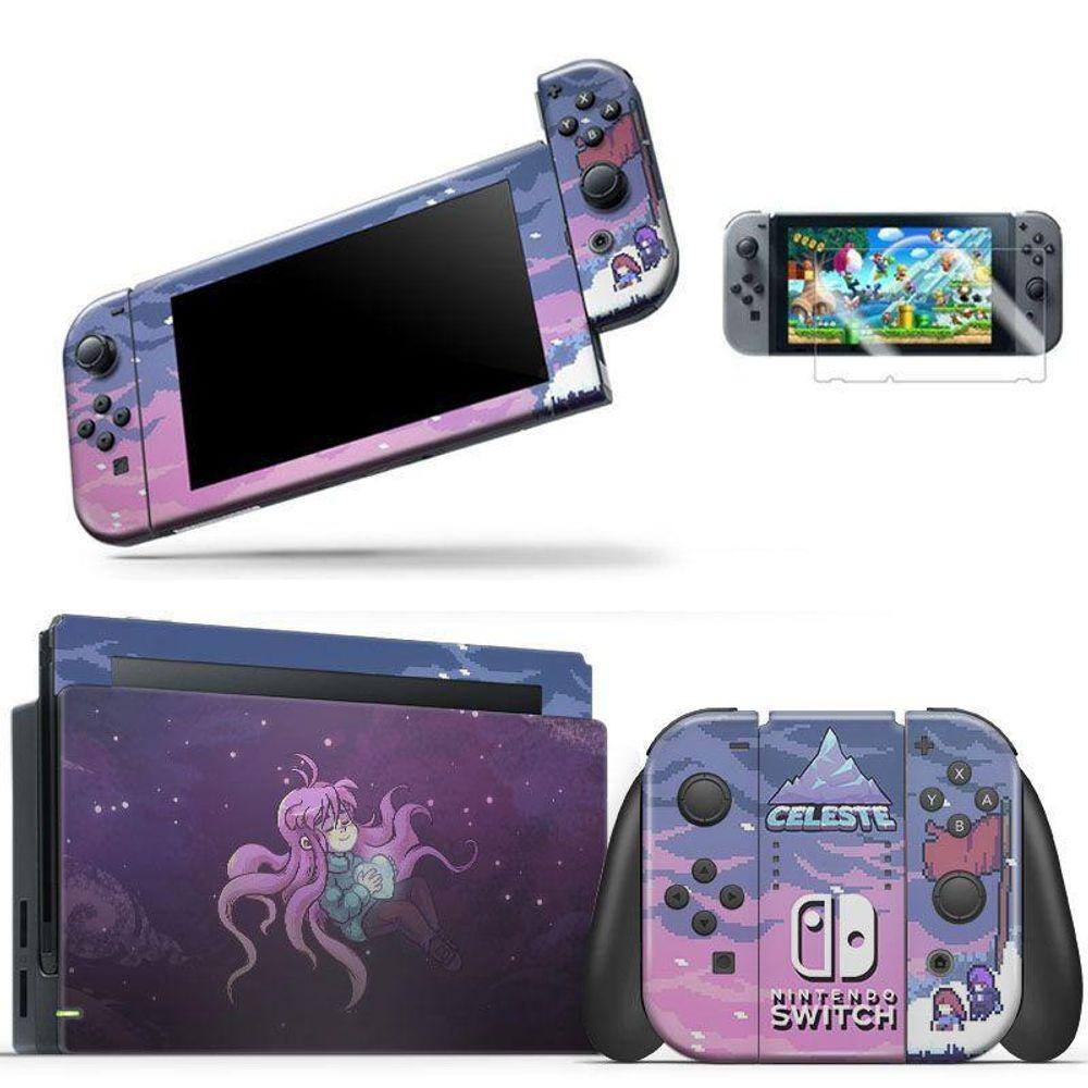 Skin Adesivo Protetor Para Nintendo Switch + Película Celeste B2