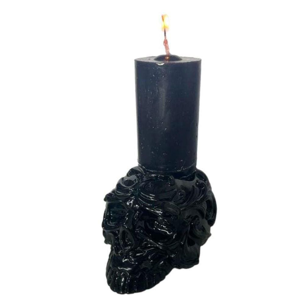 Crânio Porta Vela 7 Dias 12X8Cm Em Resina - Selecione A Cor