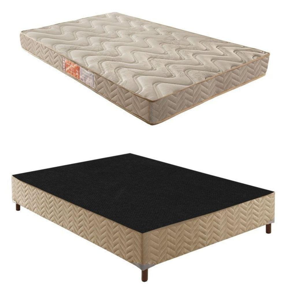 Box Casal Florença 42x138x188cmcom Colchão Casal Unique D33 Duoface 20x138x188cm Rustico Bege