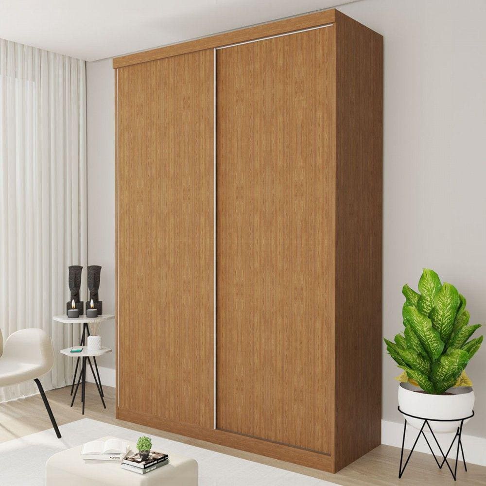 Guarda-Roupa Solteiro Kiara 2 Porta de Correr Carvalho - Minastex