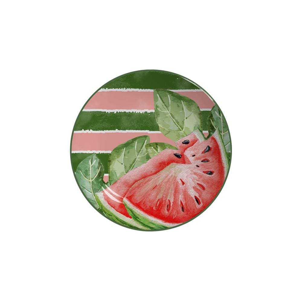 Conjunto 6 Pratos Sobremesa Cerâmica Melancia Rosa/Verde 20cm - Scalla
