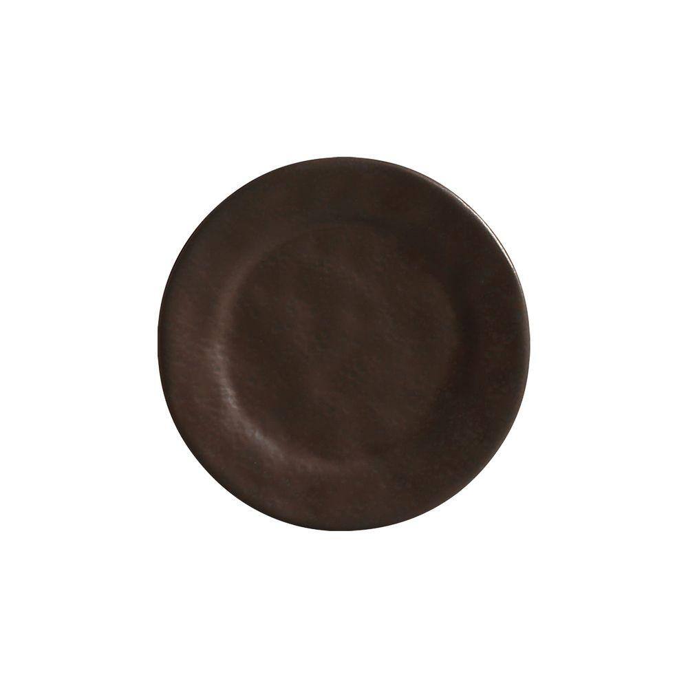 Conjunto 6 Pratos Sobremesa Cerâmica Ocre Preto 20cm - Scalla