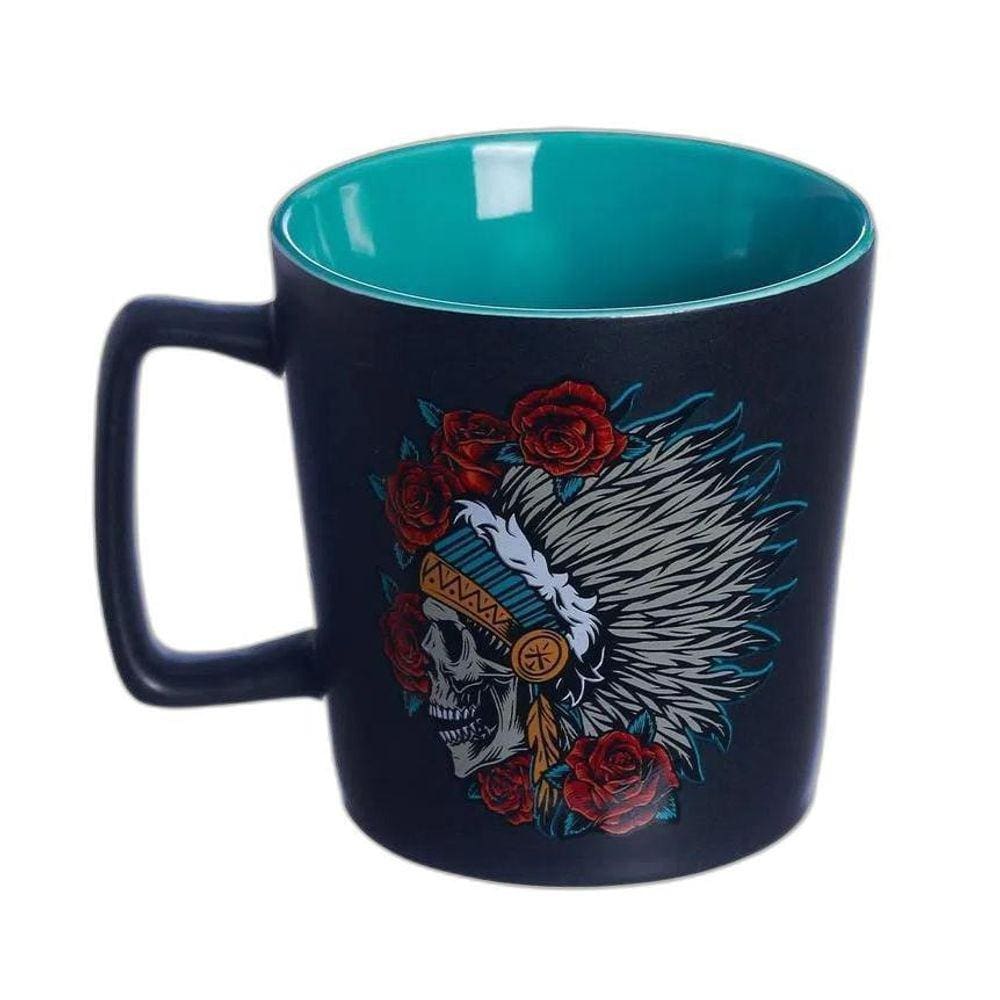 Caneca De Cerâmica Buck Cacique Caveira 400Ml