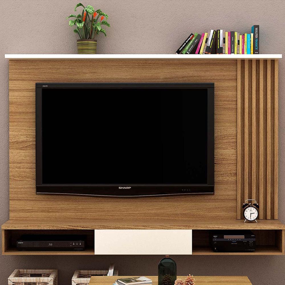 Painel para TV até 65 Pol. Suspenso 180x128,5cm Natural Off White