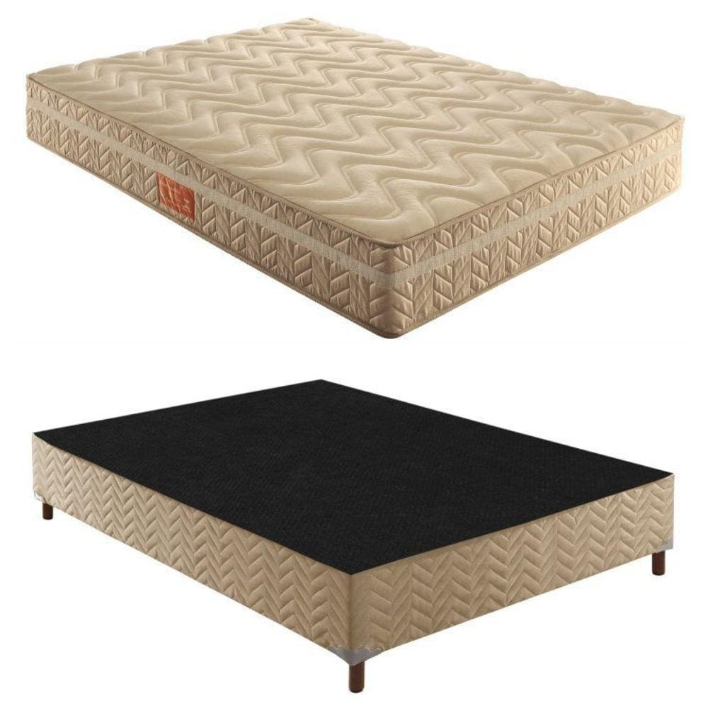 Box Casal 42x138x188cmcom Colchão Casal Molas Ensacadas 28x138x188cm Júlia Rustico Bege
