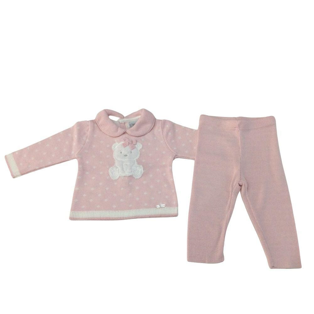 Conjunto Tricot Feminino Infantil Noruega Rosa tam M