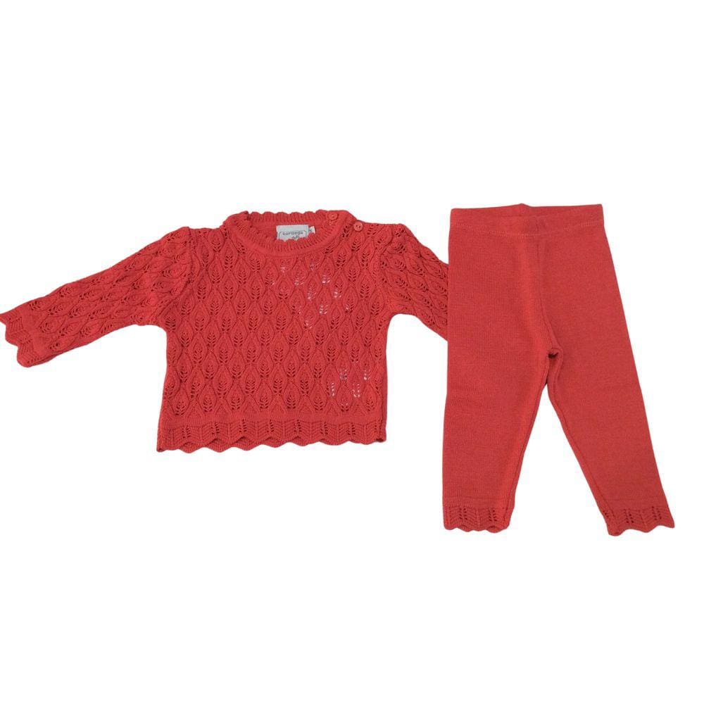 Conjunto Tricot Feminino Infantil Noruega melância tam M