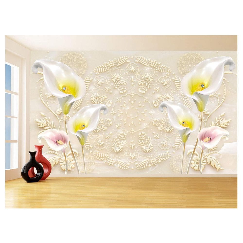 Papel De Parede 3D Floral Textura Sala Flores 3,5M Xfl318