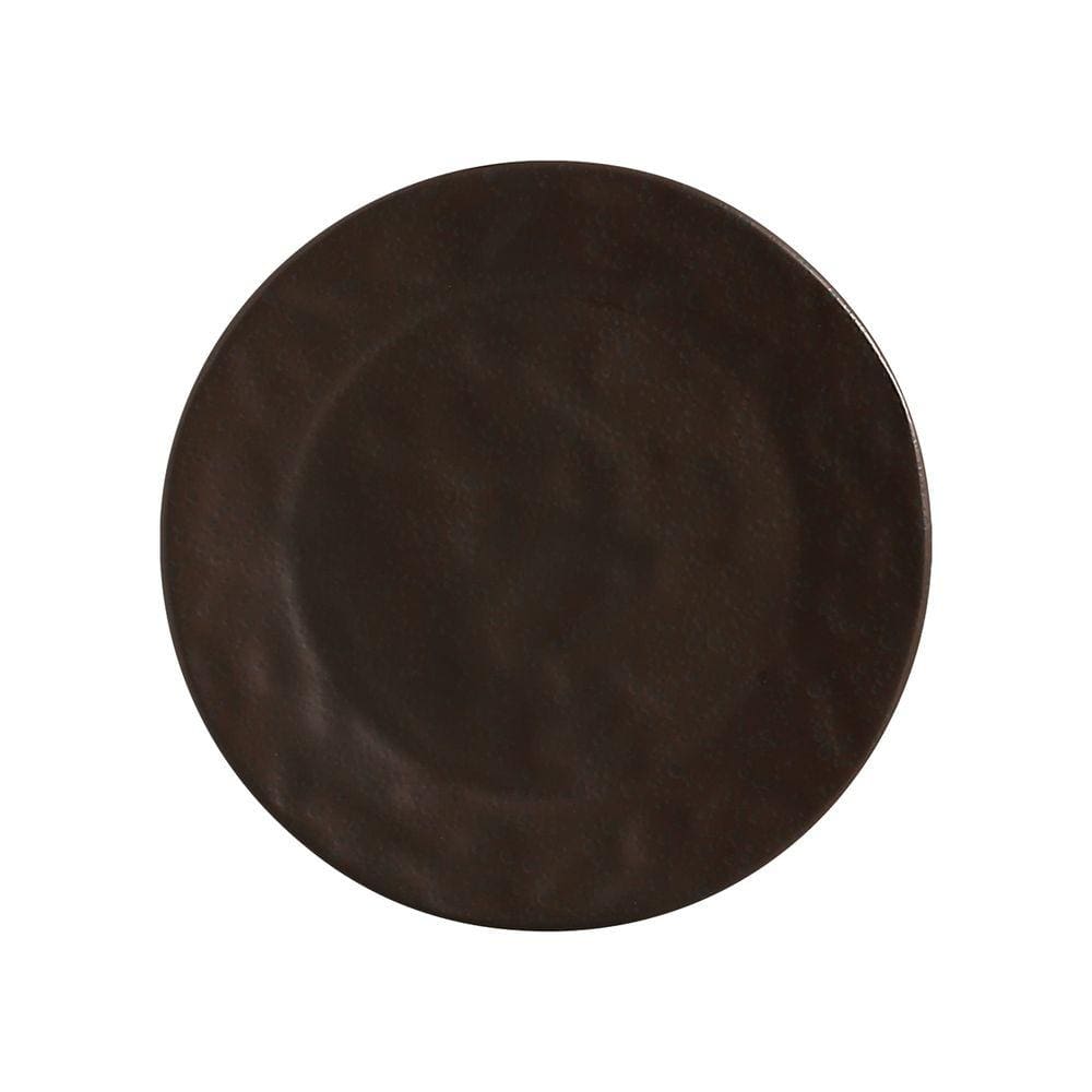 Conjunto 6 Pratos Raso Cerâmica Ocre Preto 27,5cm - Scalla