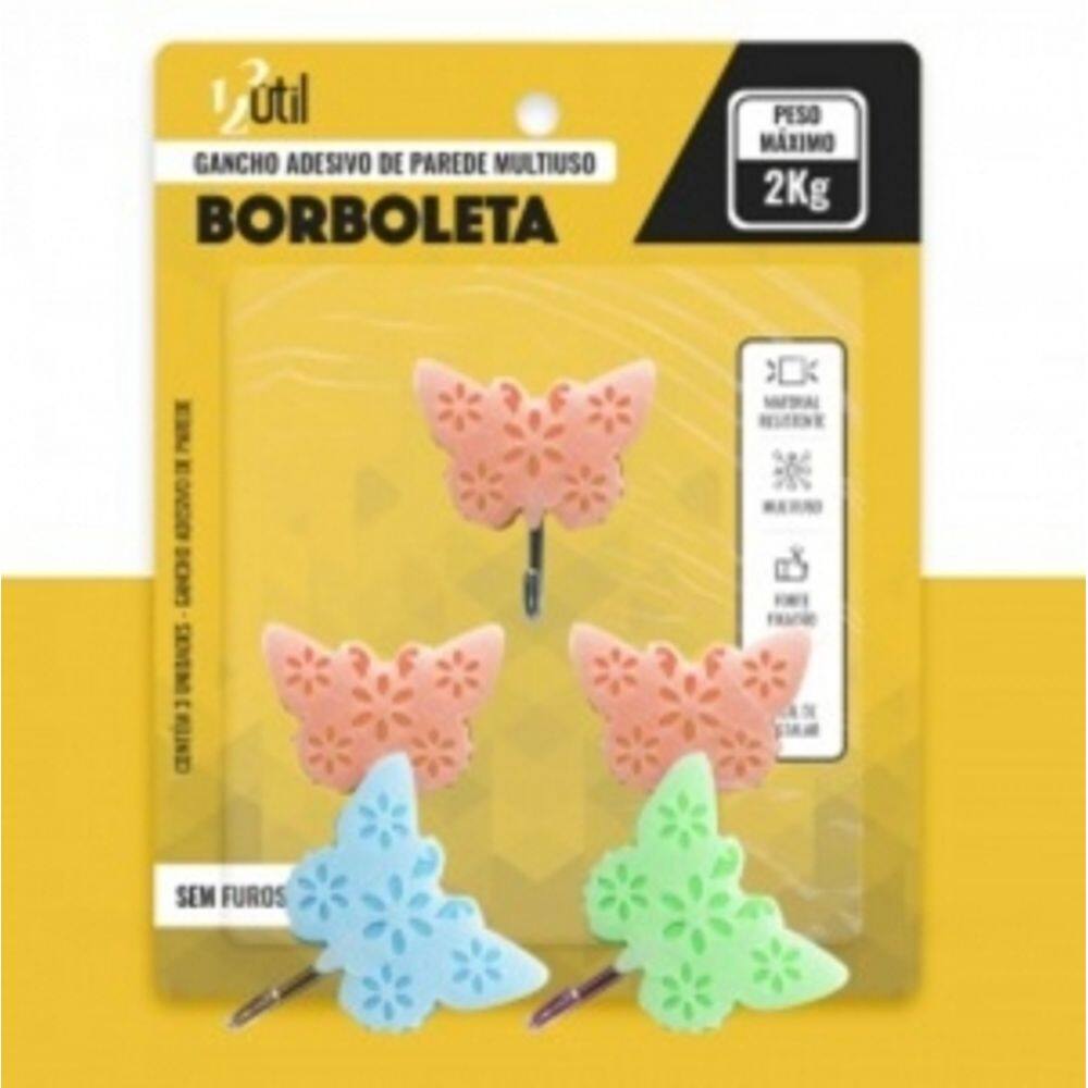 Gancho Adesivo De Parede Multiuso - Borboleta 5Pçs (Uda842)