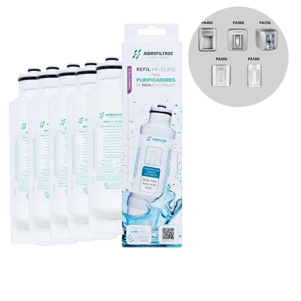 Kit 5 Refil Filtro Electrolux Pa10N Pa20G Pa25 Pa30G Pa40G